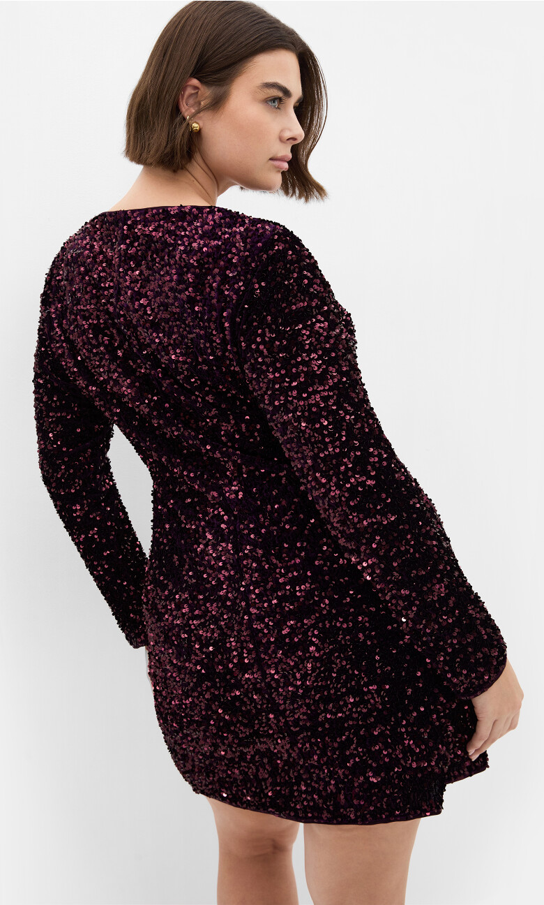 Sequin Eclipse Dress - plum