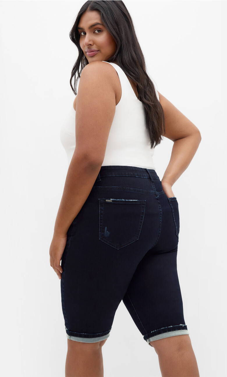 Micro Rip Short - dark denim
