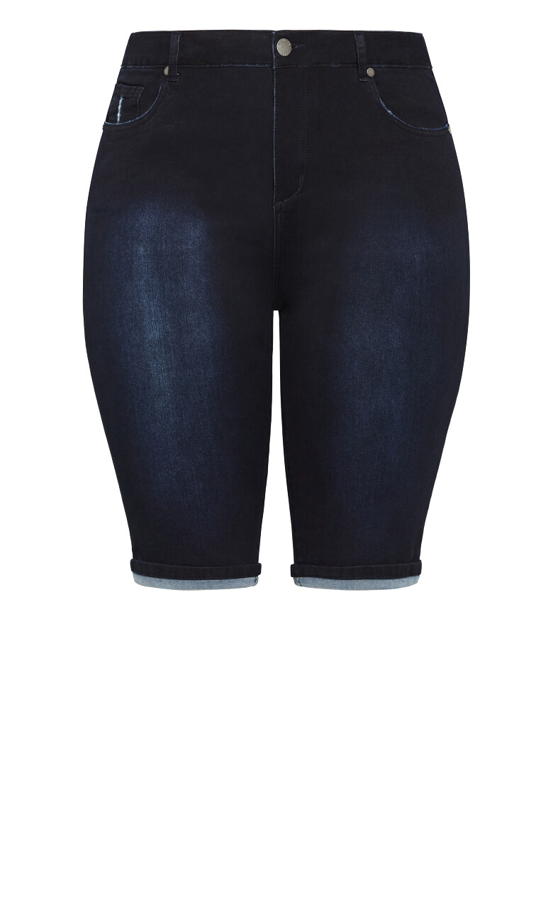 Micro Rip Short - dark denim