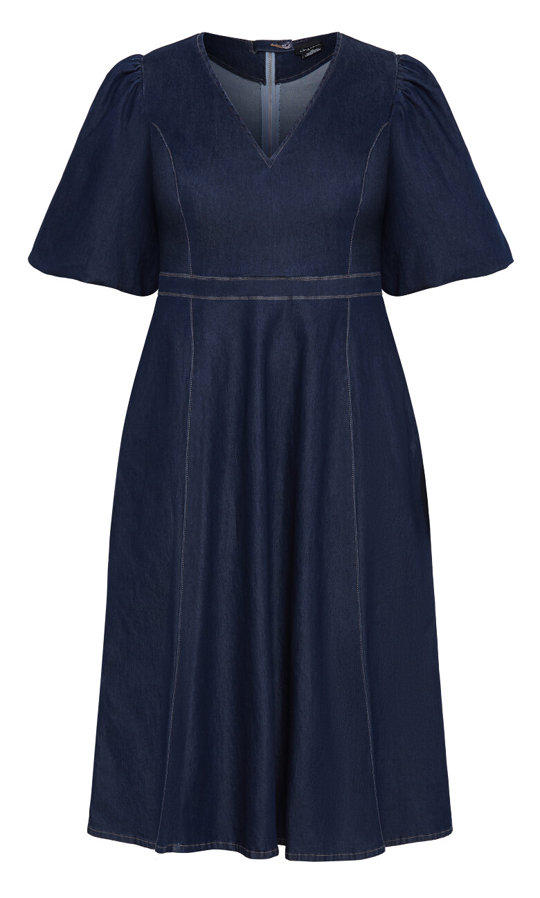 Ayesha Short Sleeve Midi Dress - dark denim