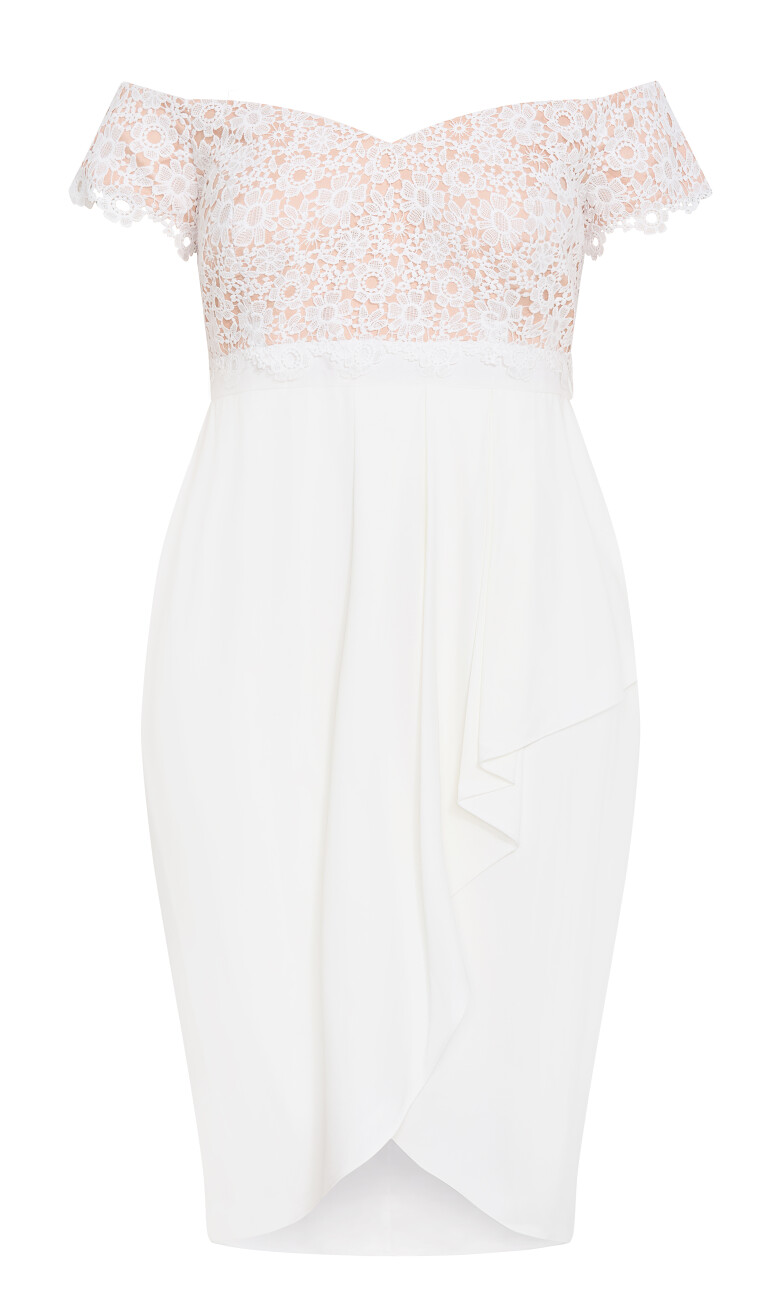 Lace Glamour Midi Dress - ivory