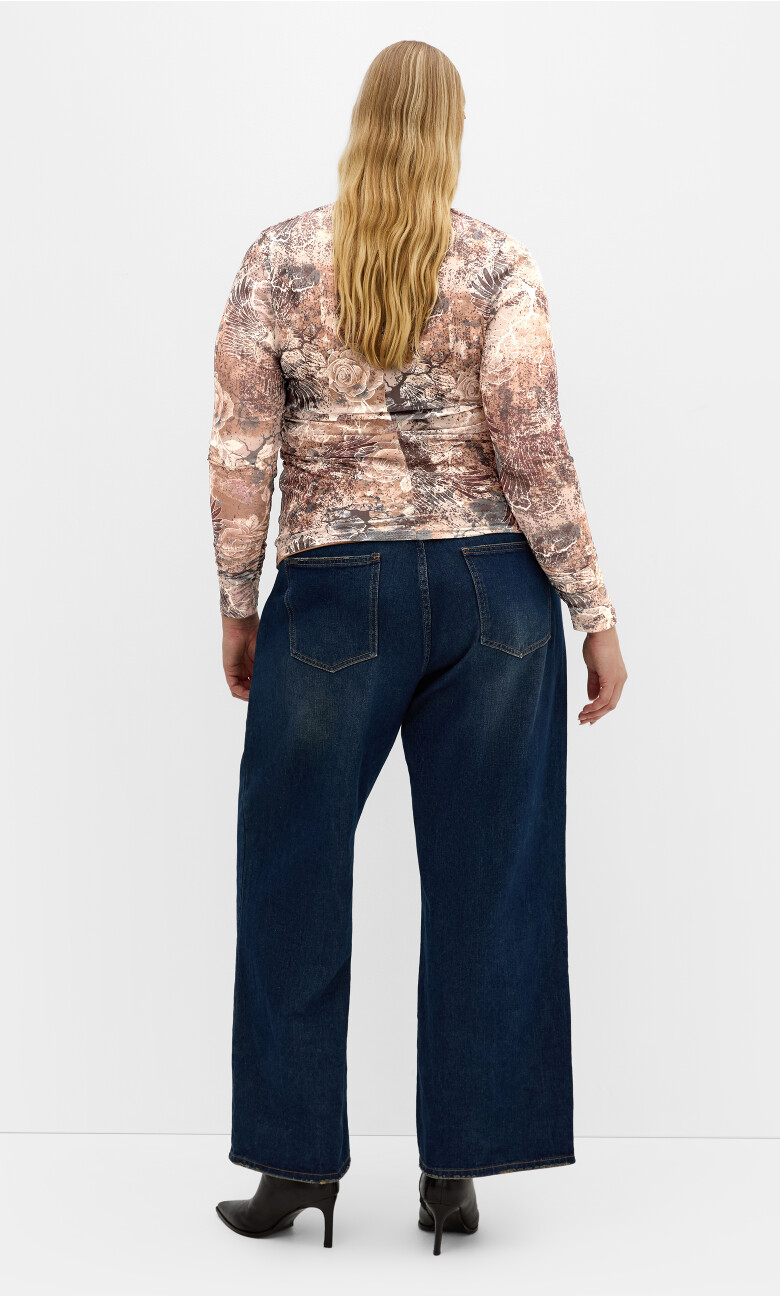 Lauryn Ruched Print Top - mocha