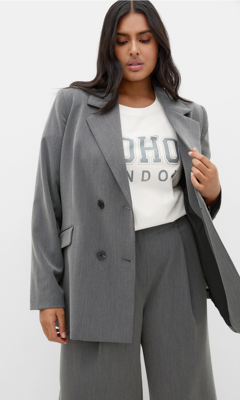 Plus Size Karla Double Breasted Blazer - charcoal (UPDATEDv2)