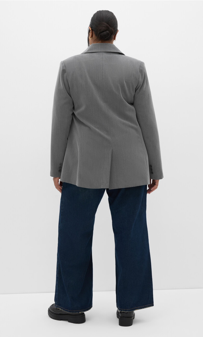 Karla Double Breasted Blazer - charcoal