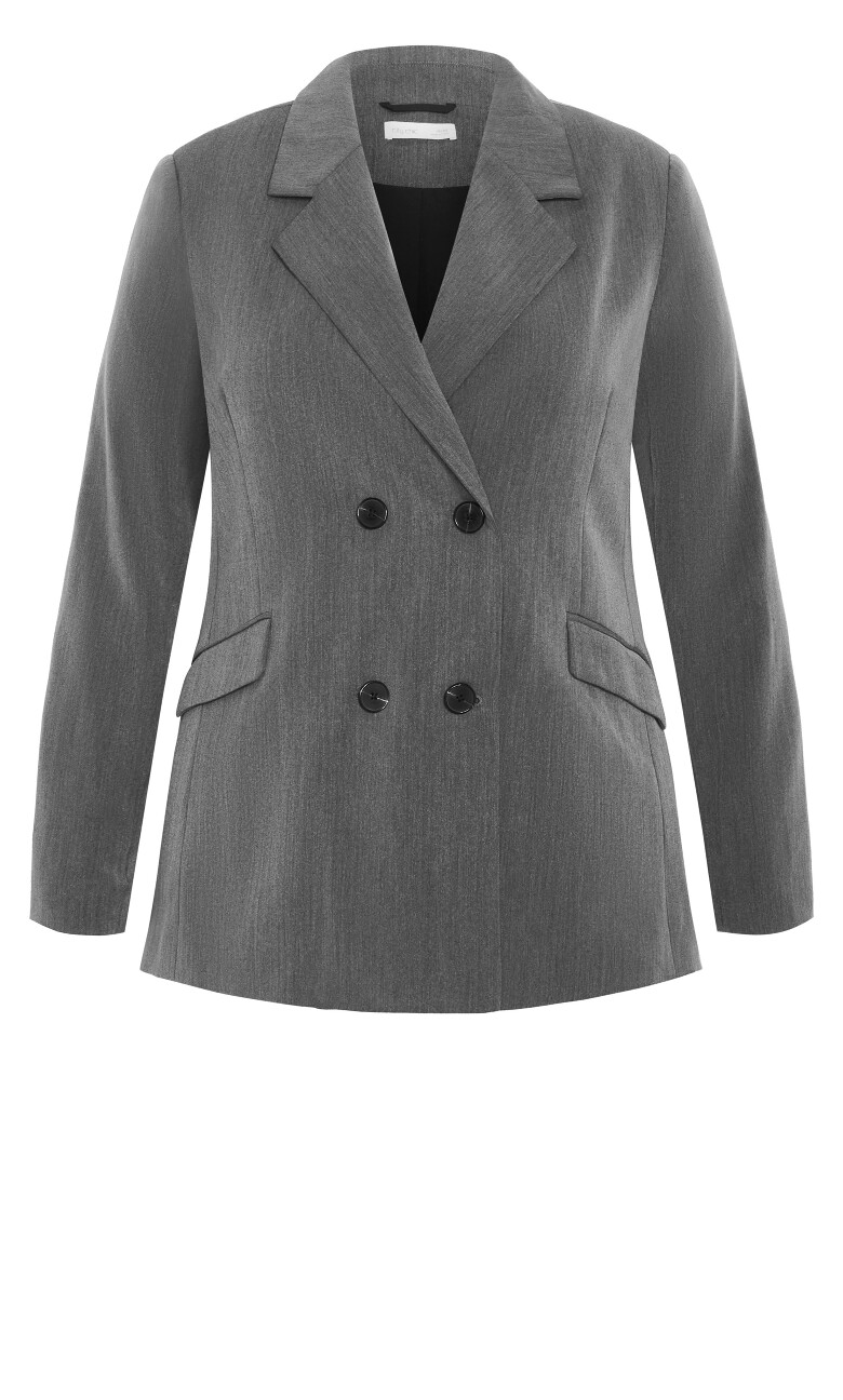 Karla Double Breasted Blazer - charcoal