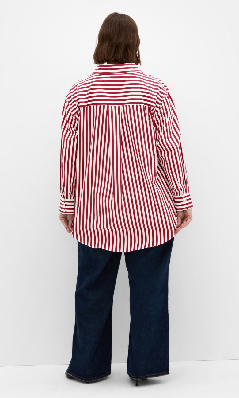 Lilia Stripe Cotton Shirt - cherry