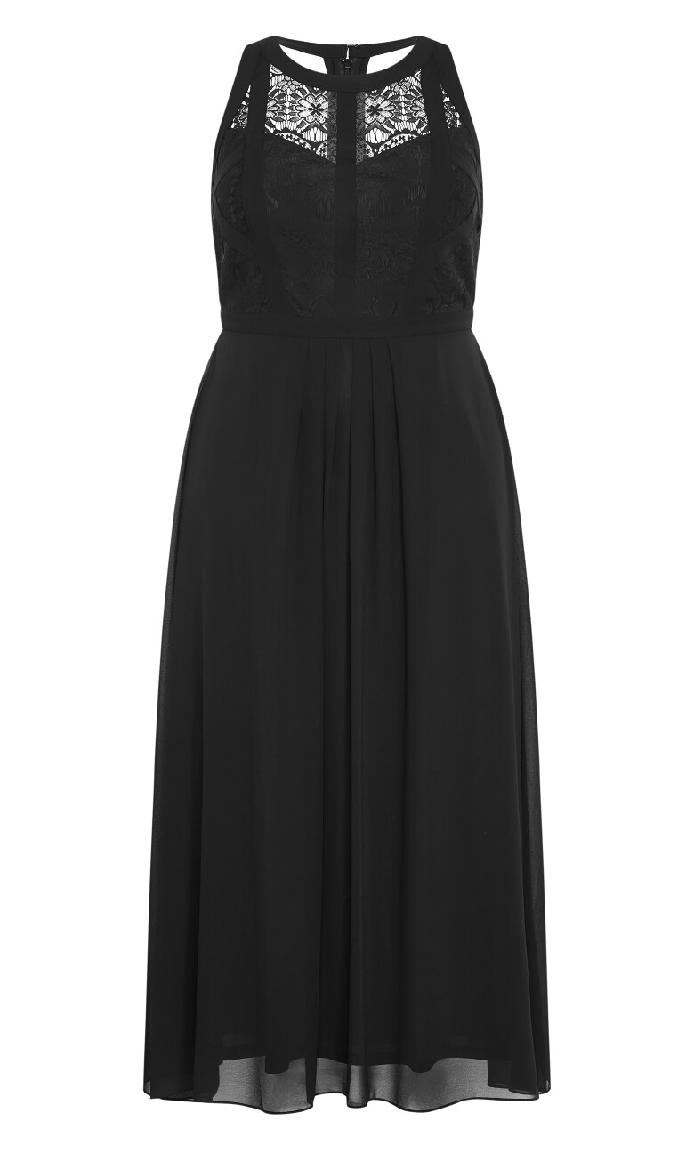 Panelled Bodice Maxi Dress - black