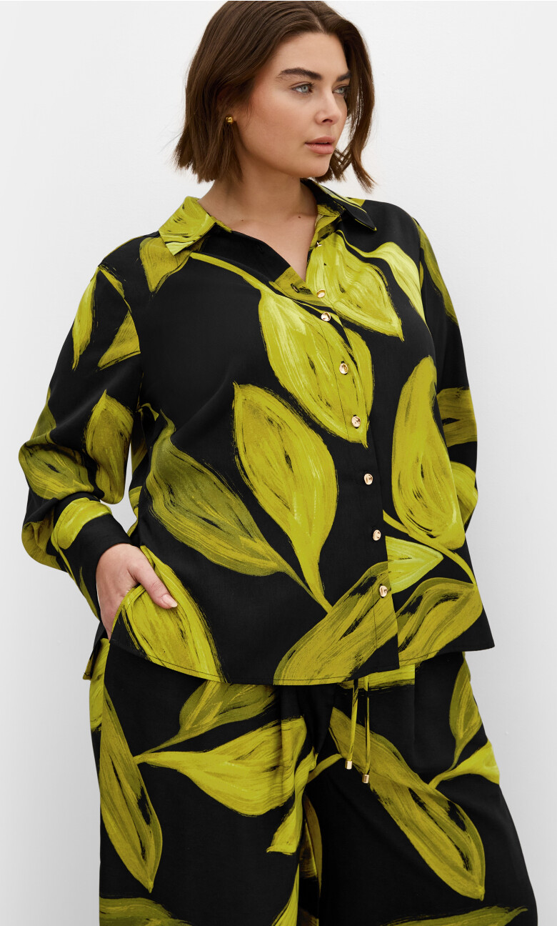 Plus Size Shania Zest Print Shirt - Black (UPDATED)
