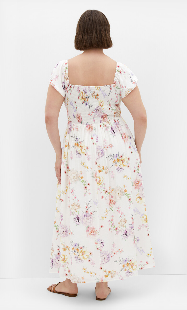Abbigail Floral Print Maxi Dress - ivory