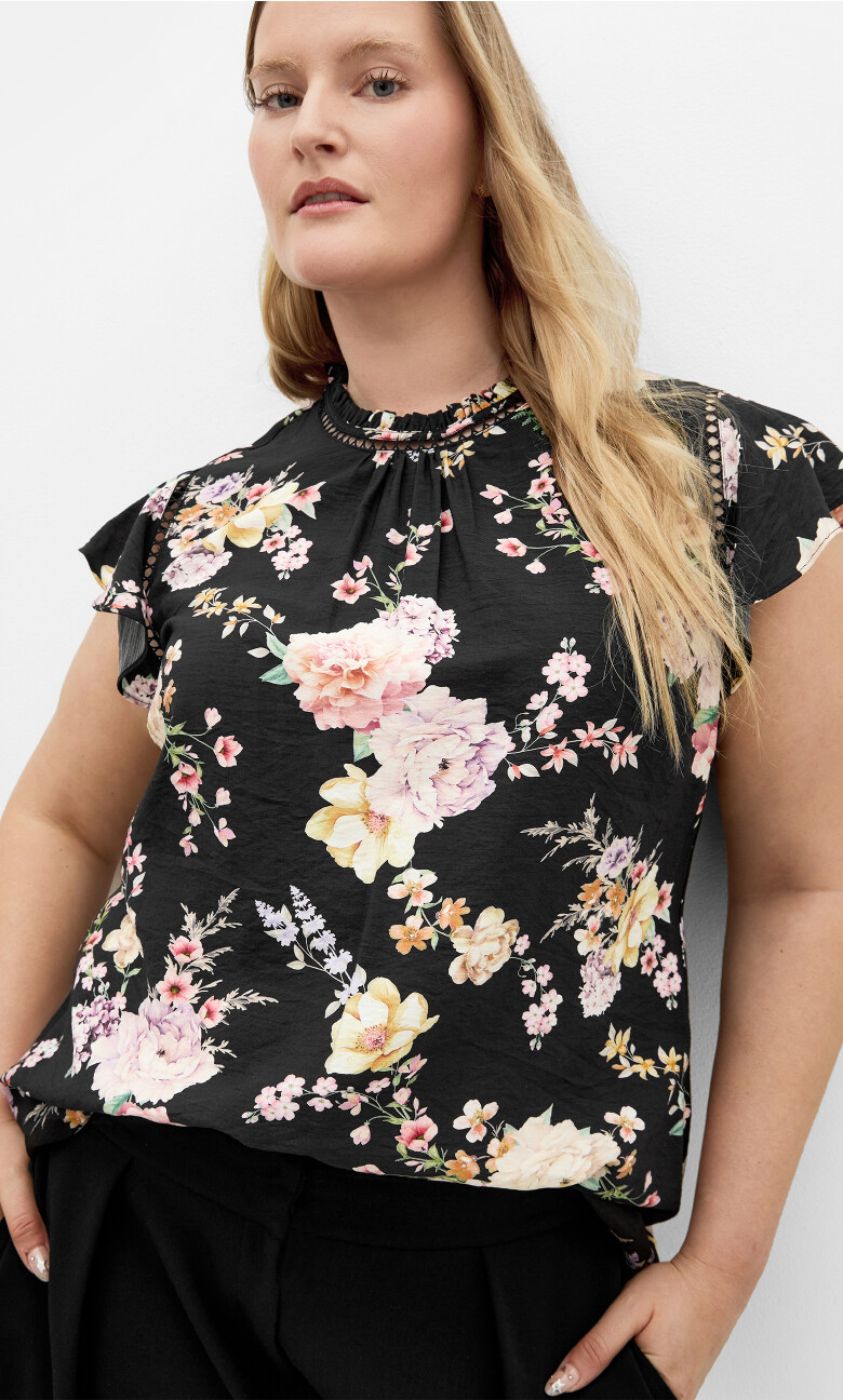 Lori Print Top - black