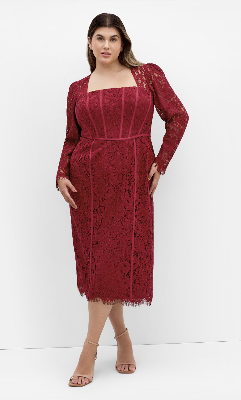 Plus Size Valentine Lace Dress - ruby (UPDATED)