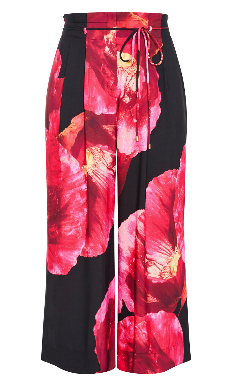 Shania Floral Print Wide Leg Pant - black