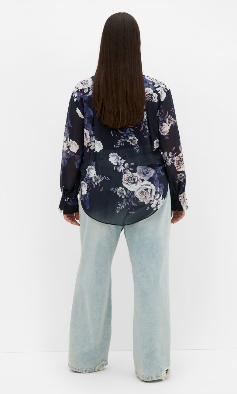 Janine Print Shirt - navy