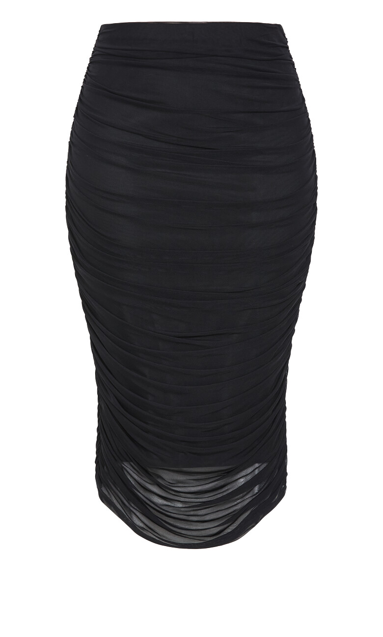 Anastasia Ruched Midi Skirt - black