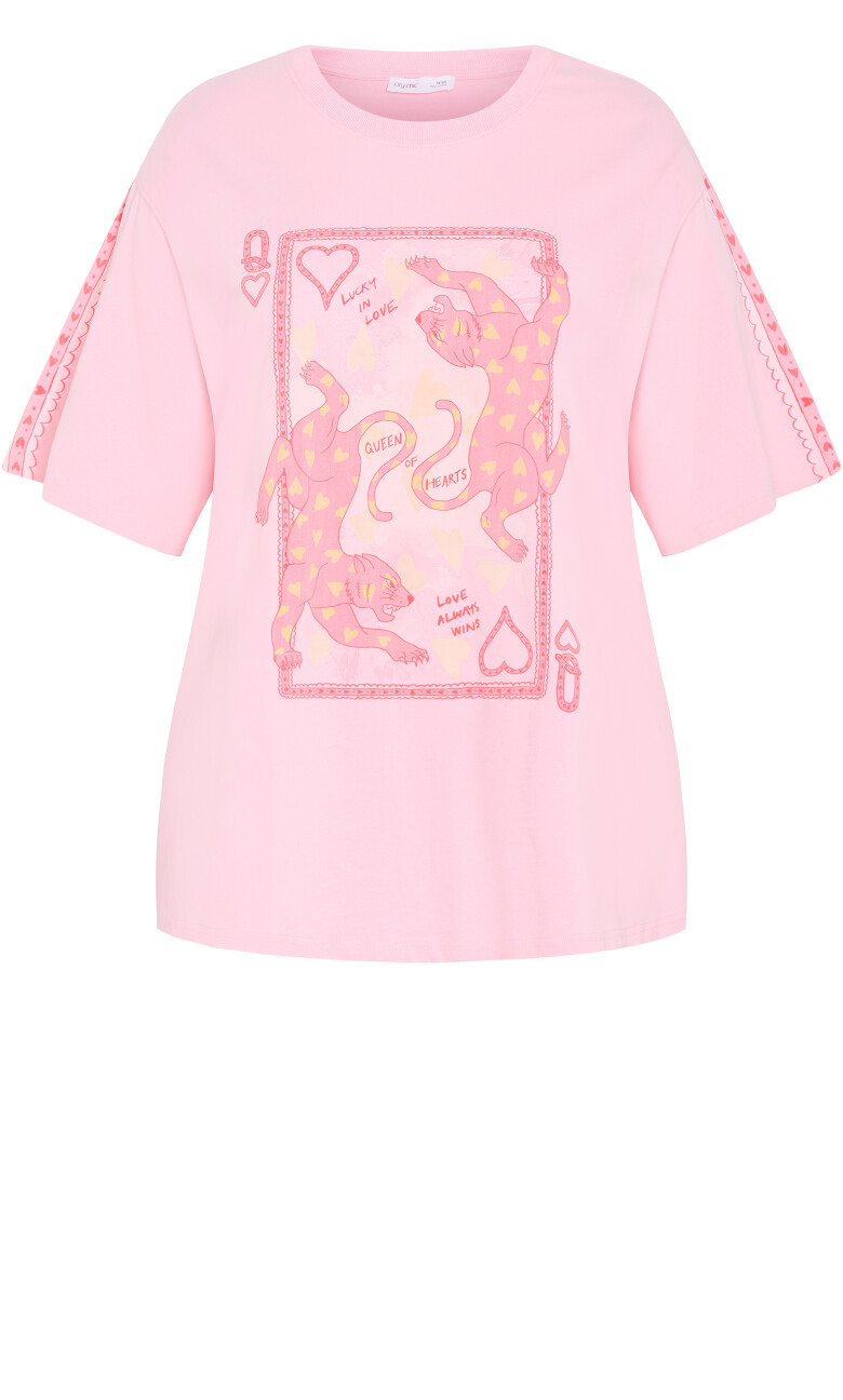 Queen Of Hearts Oversized Tee - pink