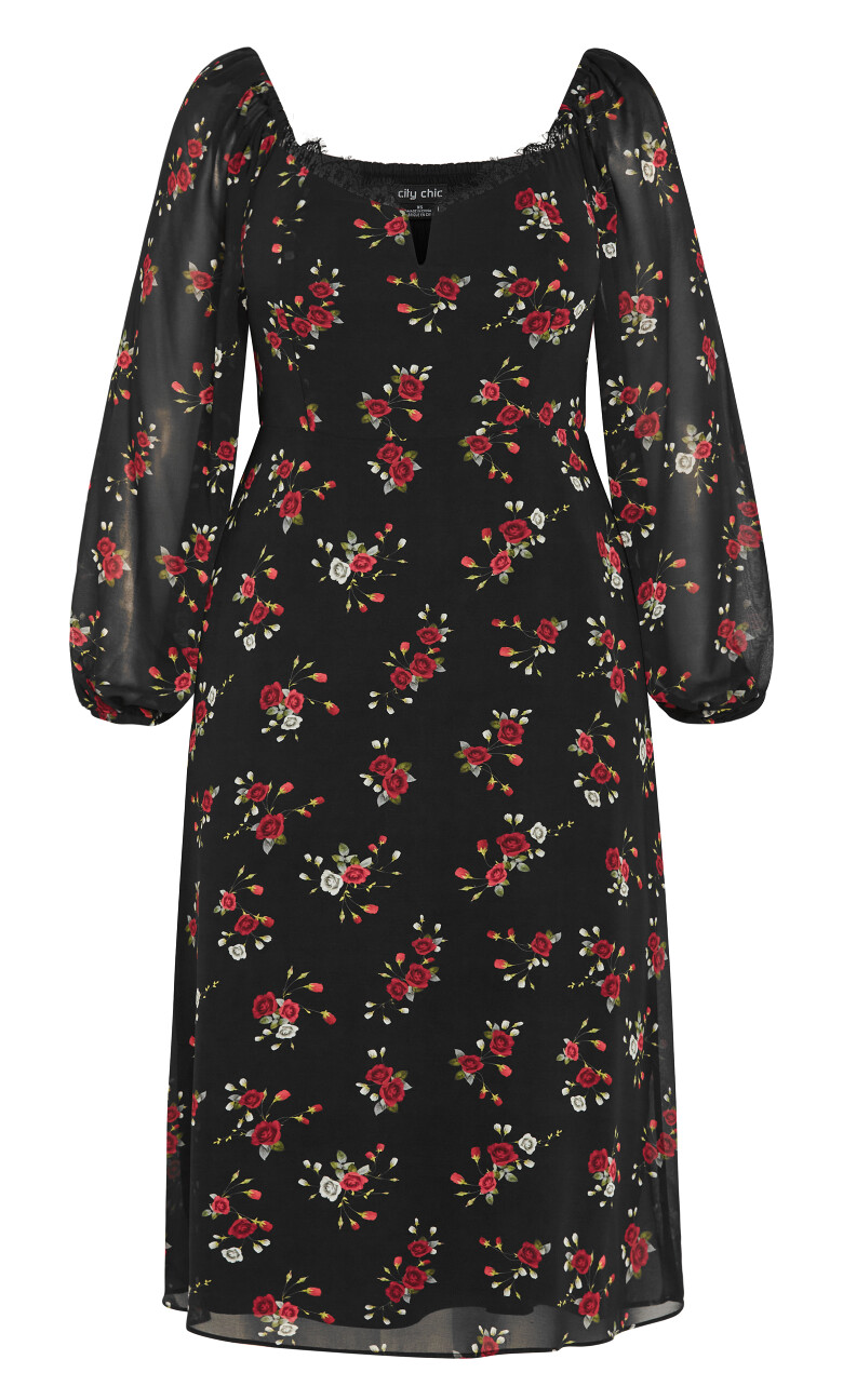 Orla Print Midi Dress - black