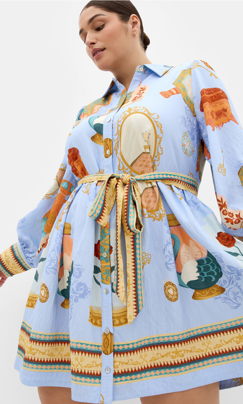 Ezra Print Mini Dress - baby blue