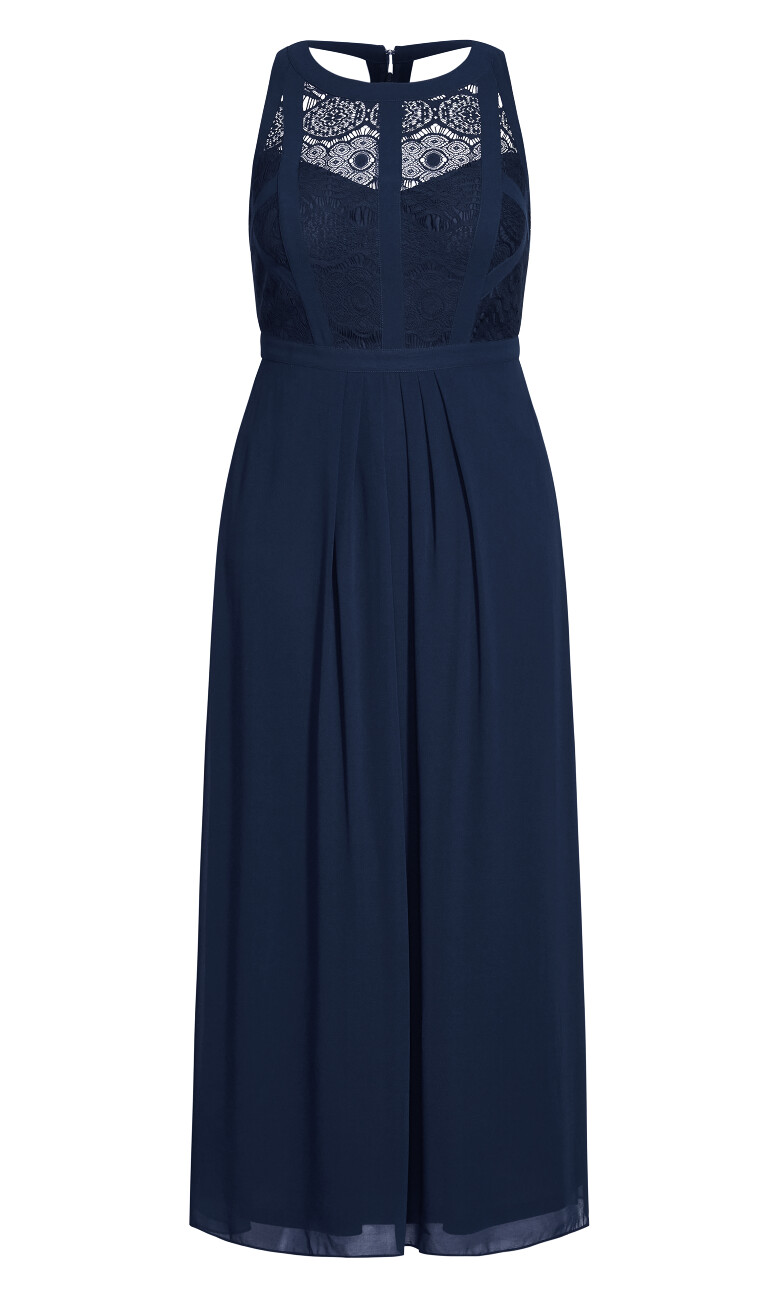 Panelled Bodice Sleeveless Racerback Maxi Dress - french navy