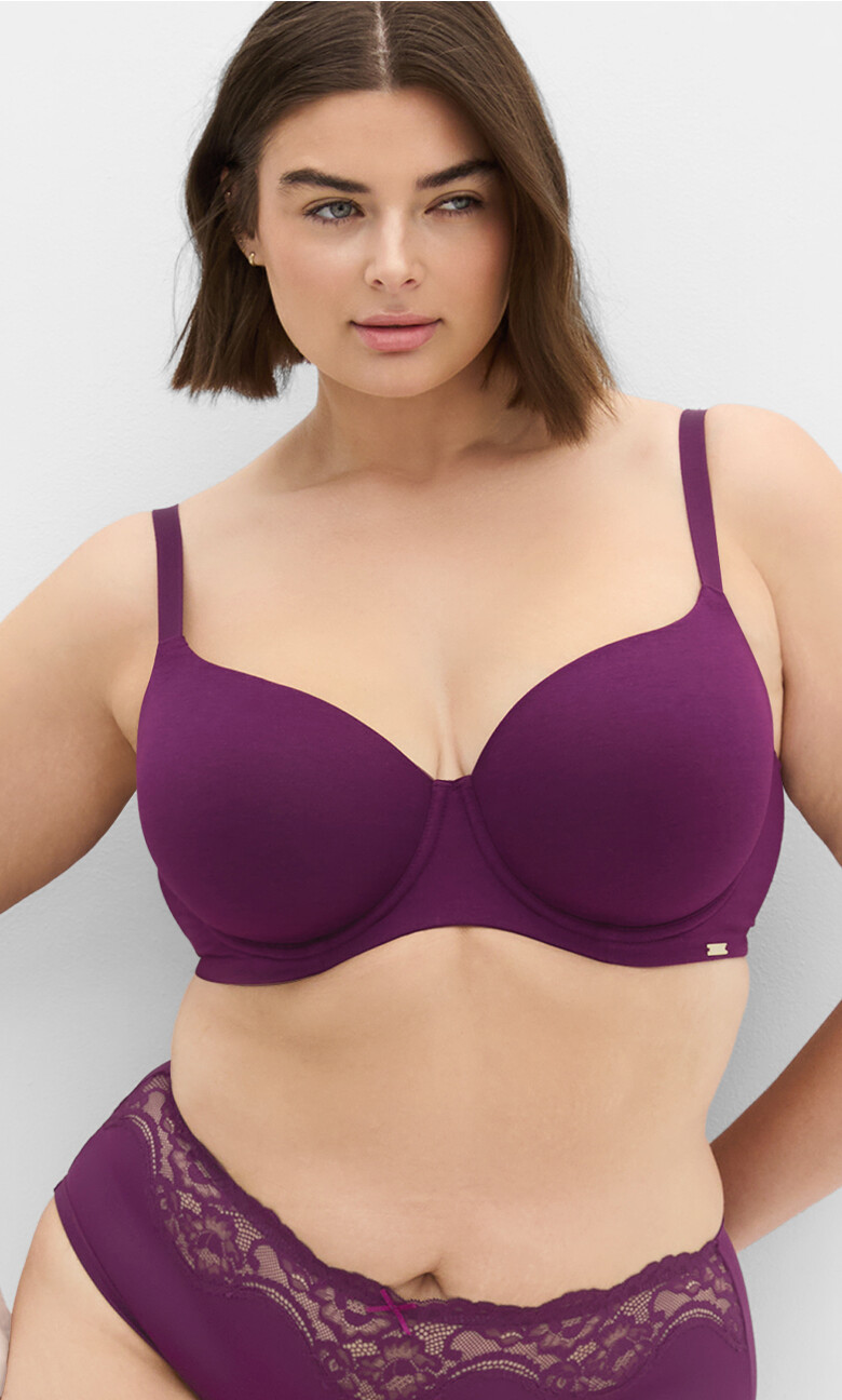 Plus Size Smooth & Chic Cotton T-Shirt Bra - Purple Iris