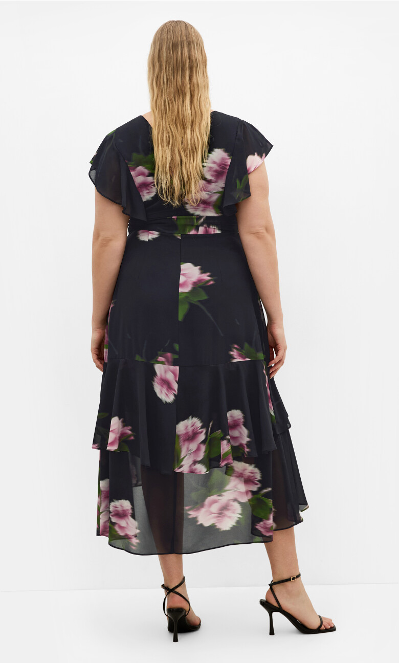 Demure Floral Maxi Dress - black