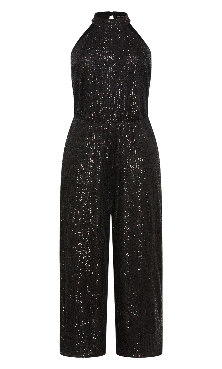 Nova Wide Leg Sequin Jumpsuit - black
