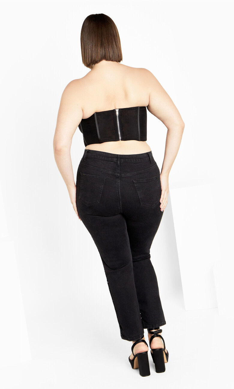 Amaya Deep V Neck Corset - black