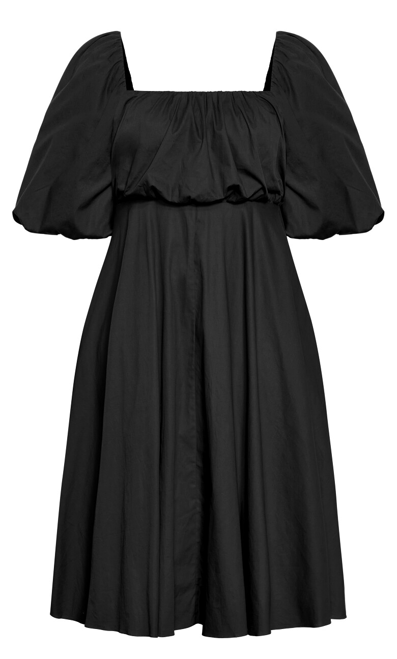 Rosabella Puff Sleeve Midi Dress - black