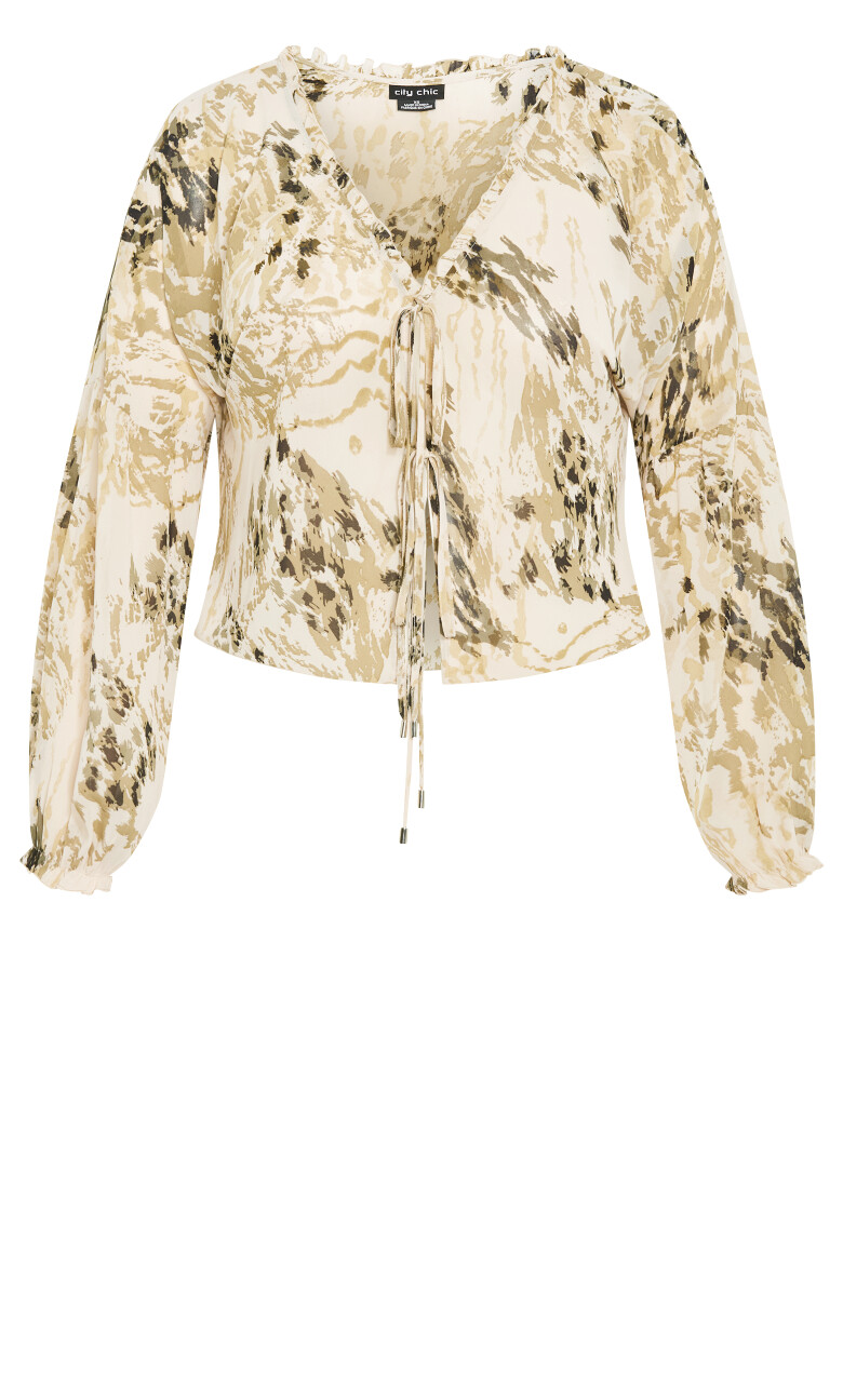 Corina Sleeved Print Top - beige