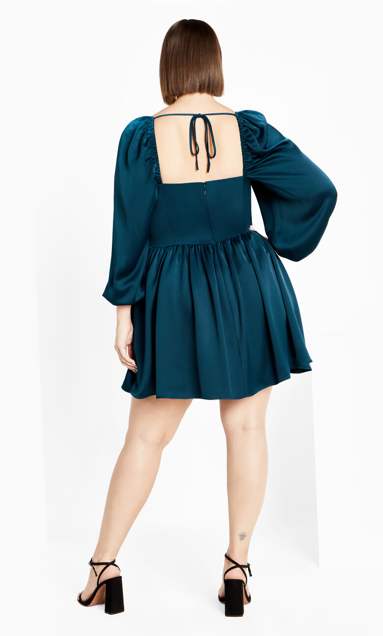 Flirty Corset Long Sleeve Mini Dress - emerald