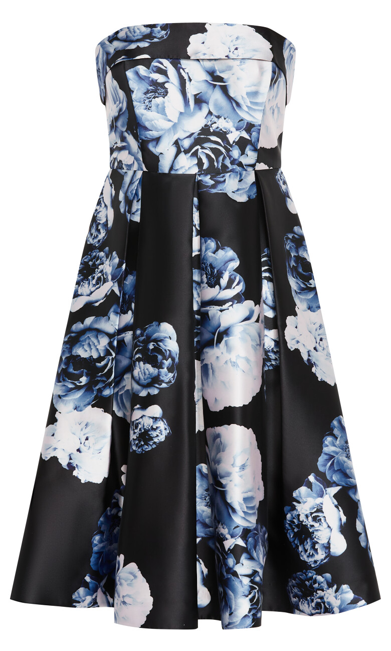 Tiffany Bloom Strapless Midi Dress - blue rose