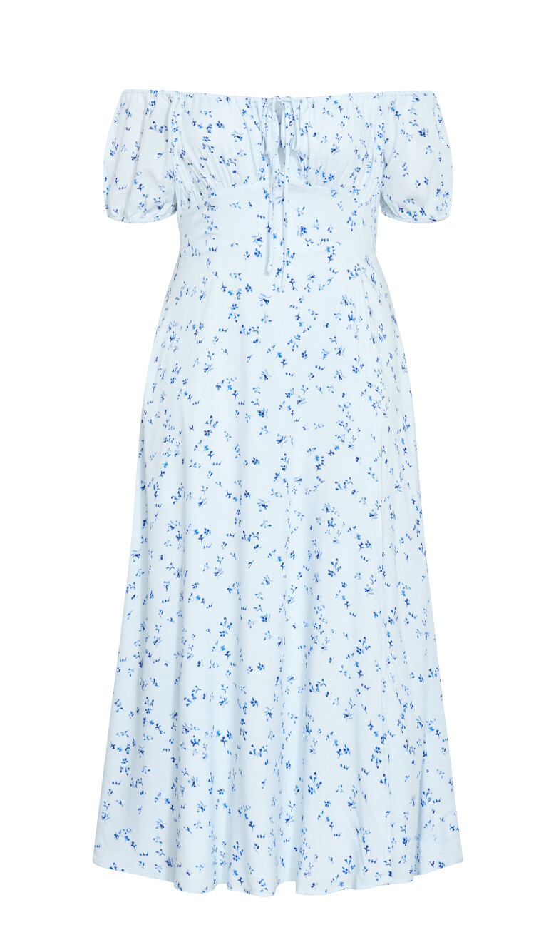 Abbie Print Maxi Dress - baby blue