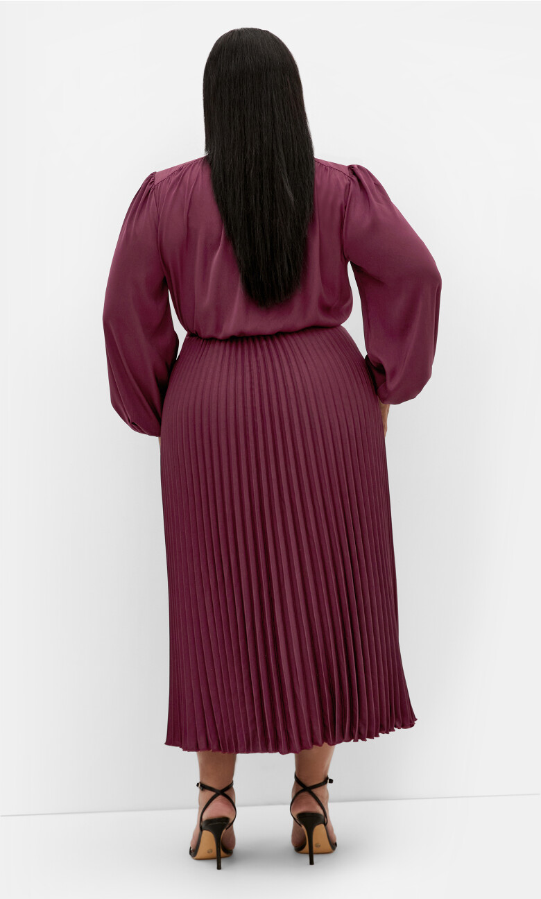 Halle Long Sleeve Button Dress - bordeaux
