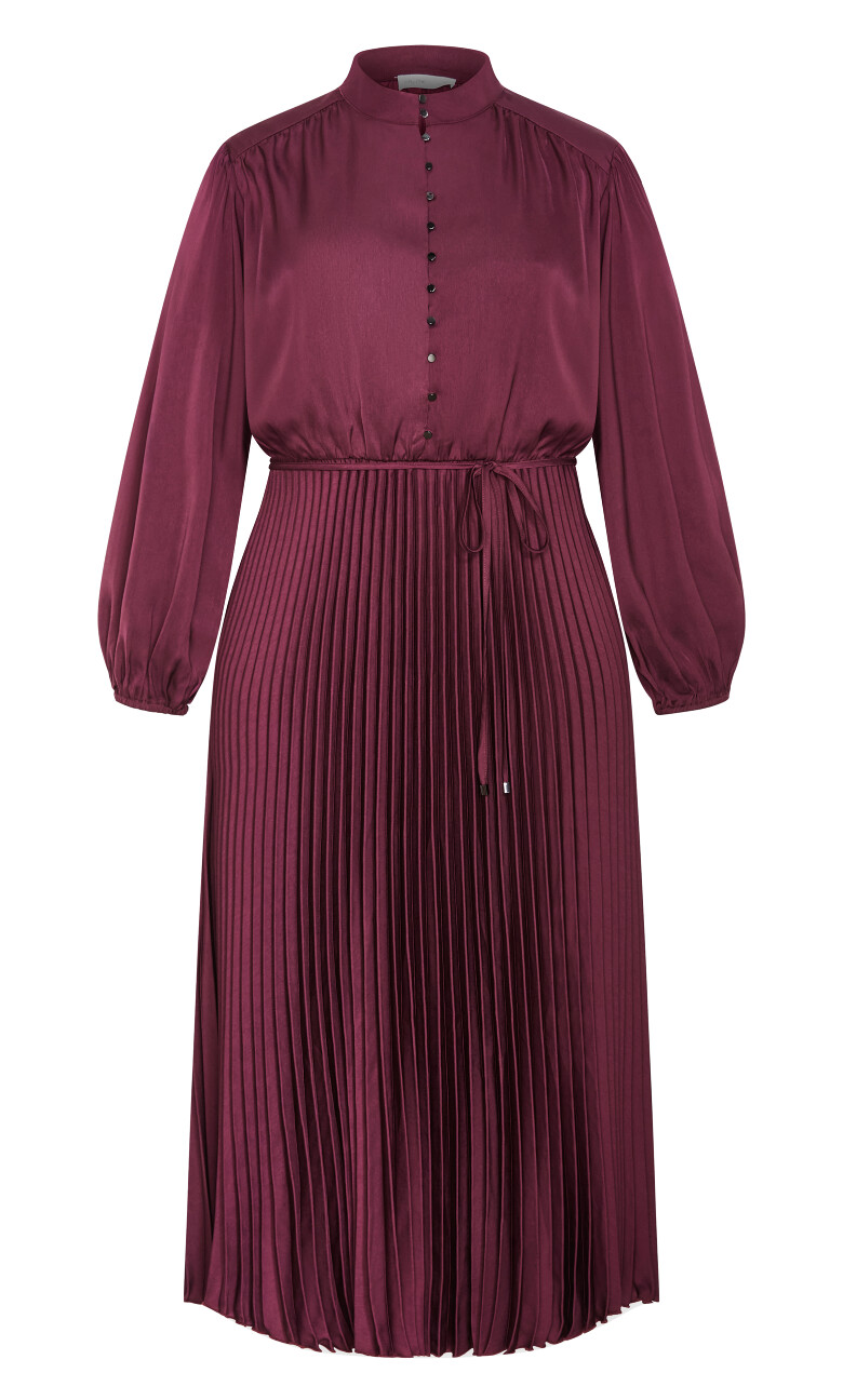 Halle Long Sleeve Button Dress - bordeaux