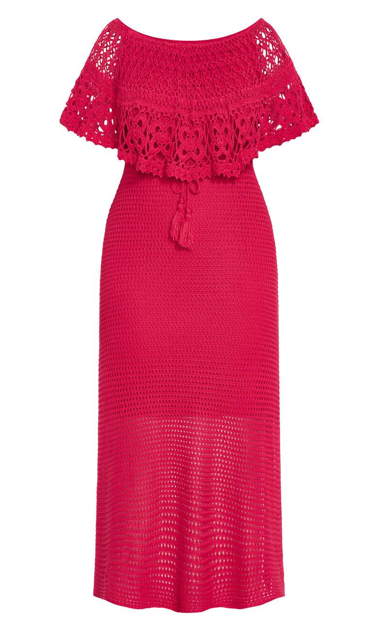 Callie Crochet Maxi Dress - raspberry