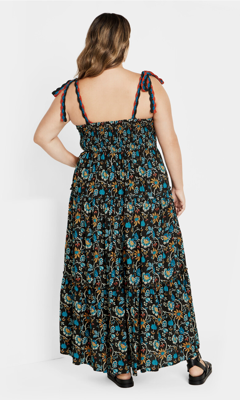 Candice Embroidered Tier Maxi Dress - black