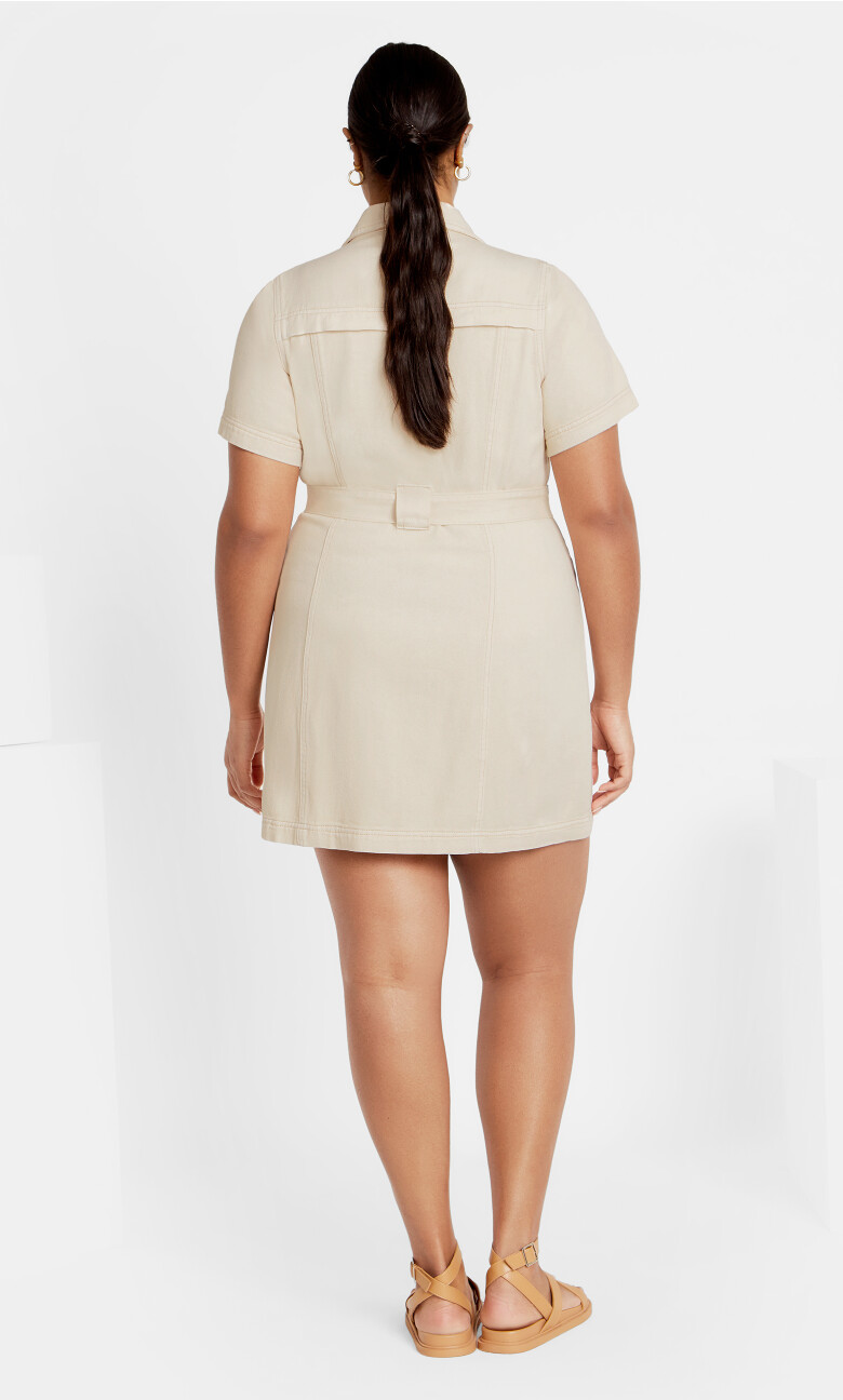 Melina Collared Cotton Dress - stone