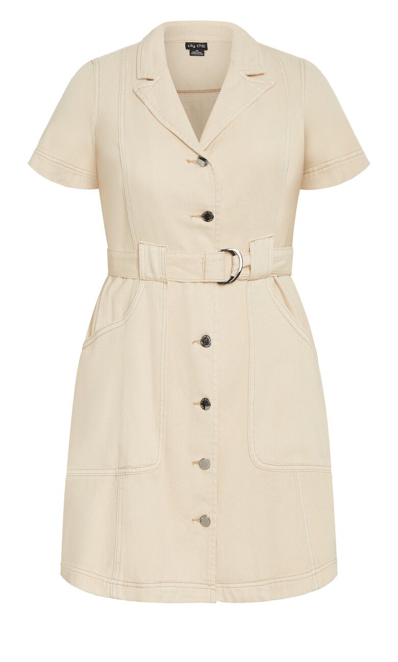 Melina Collared Cotton Dress - stone