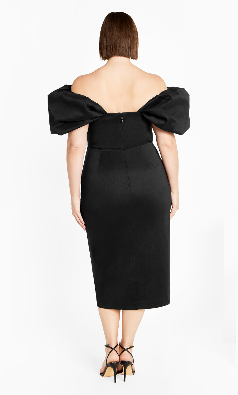 Elyse Off Shoulder Midi Dress - black