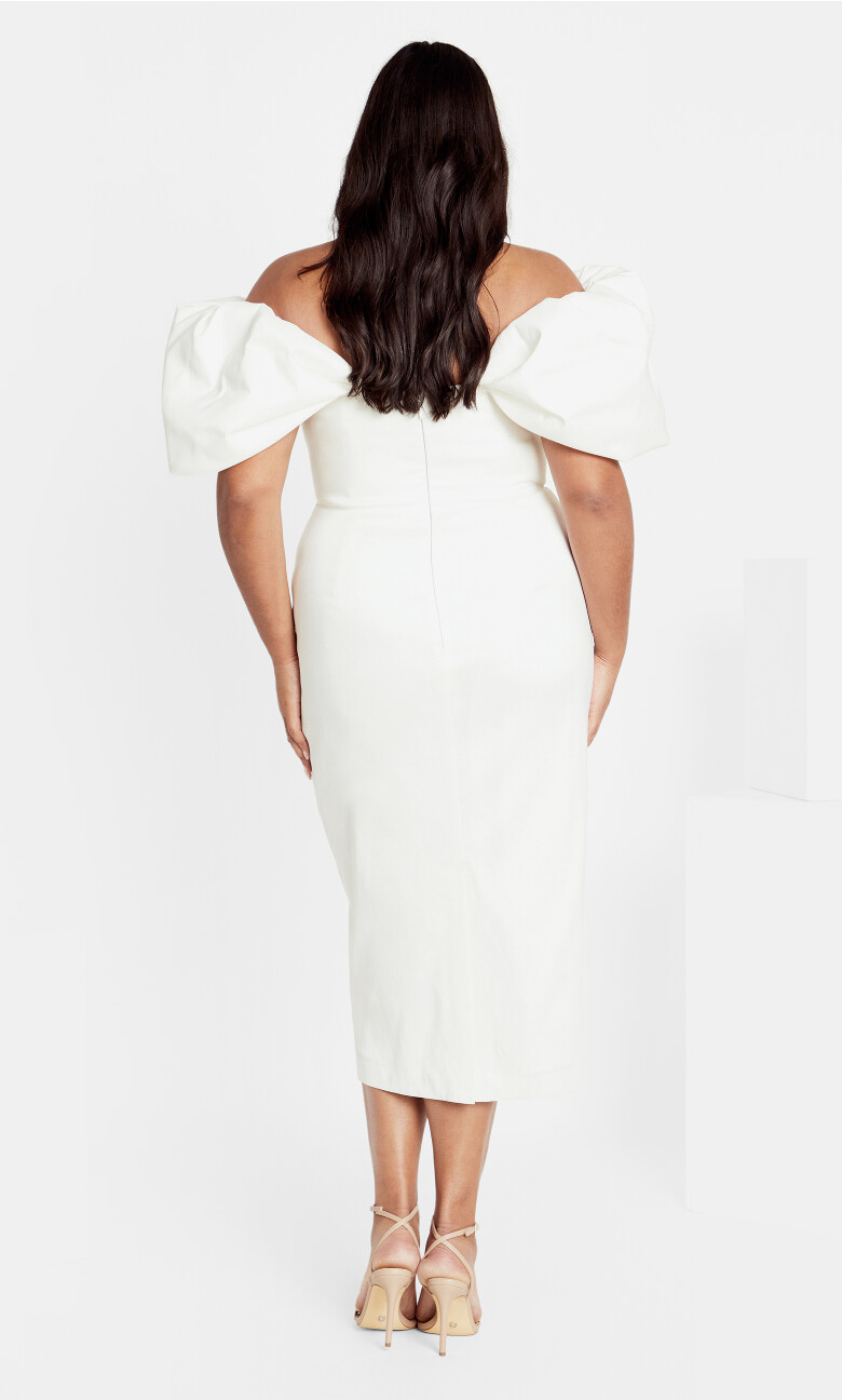 Elyse Off Shoulder Midi Dress - white