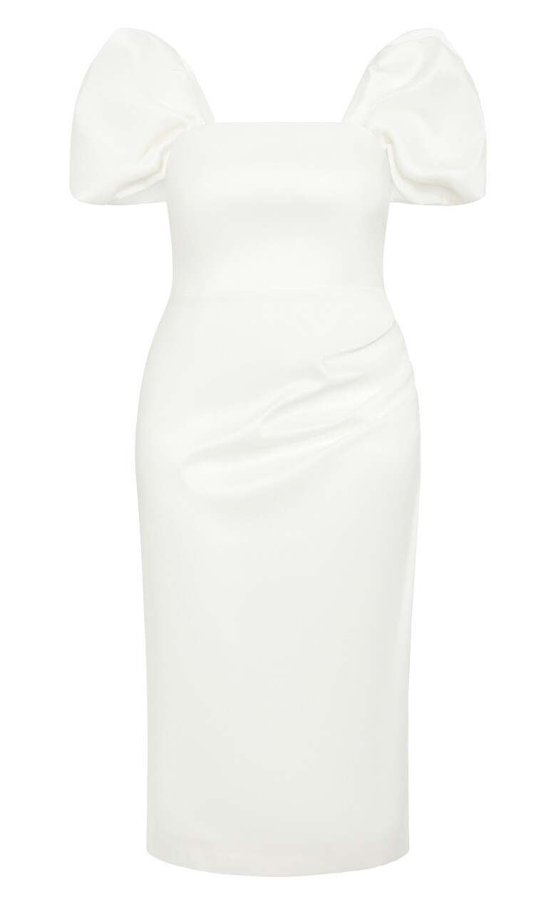 Elyse Off Shoulder Midi Dress - white