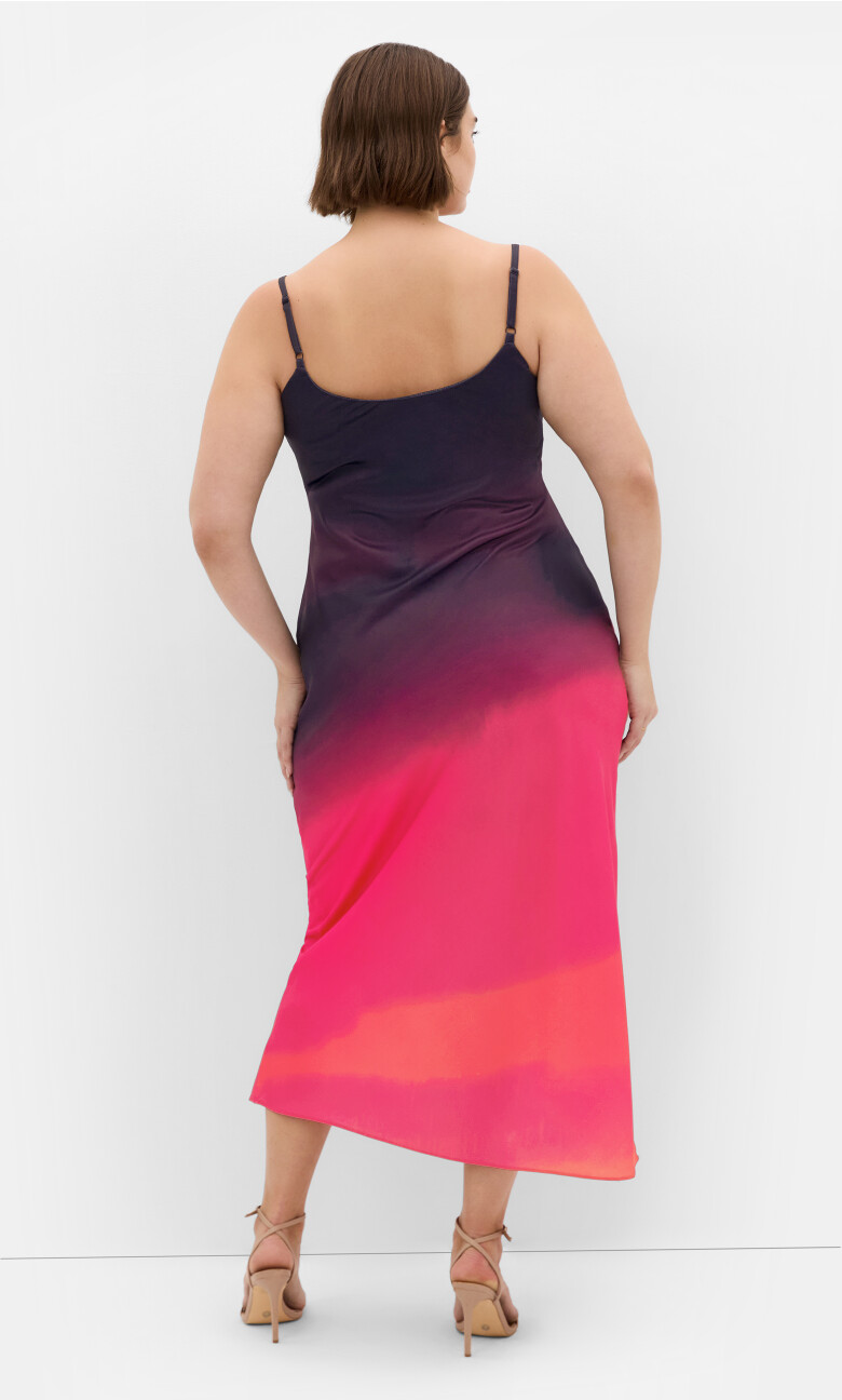 Ombre Cowl Dress - berry multi