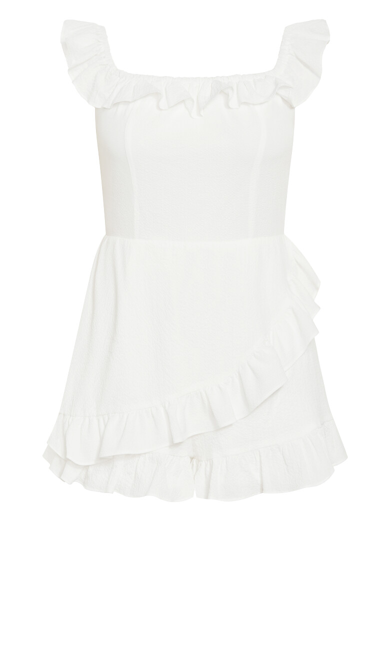 Christa Ruffle Mini Playsuit - ivory