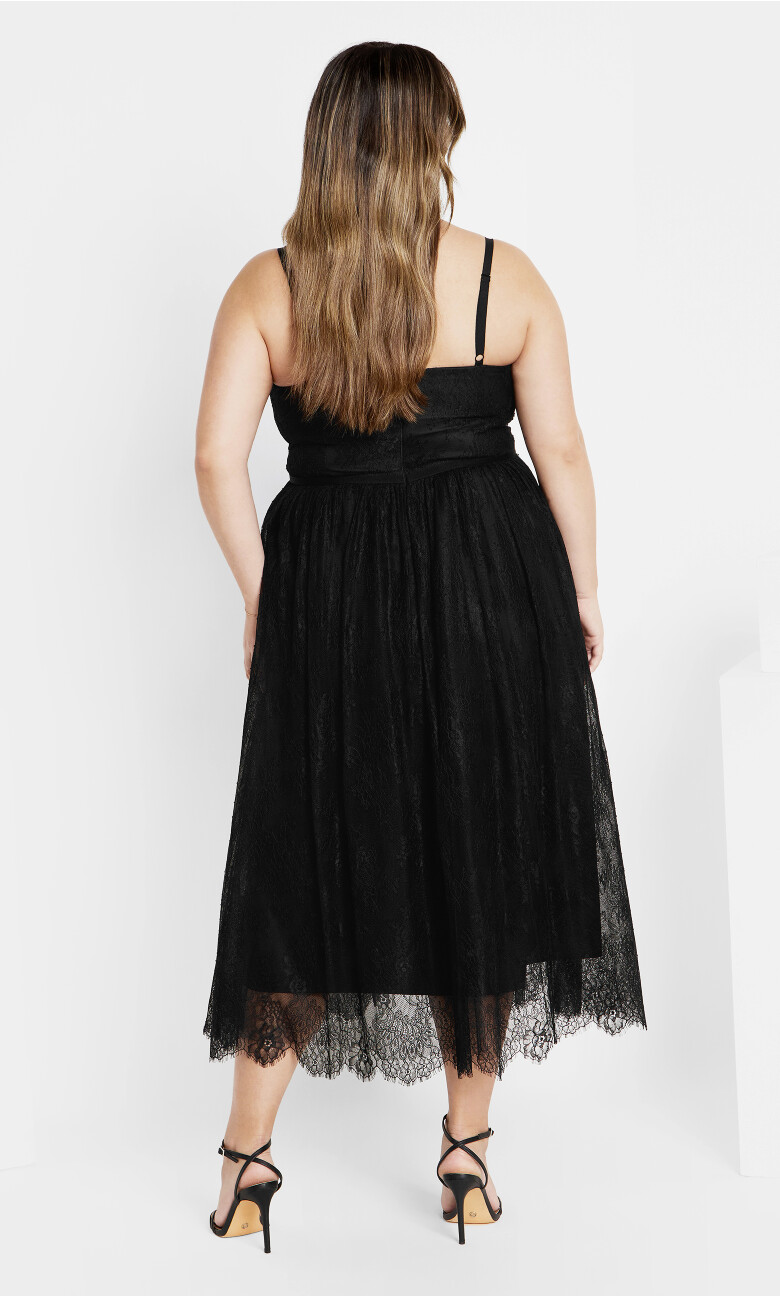 Serena Lace Midi Dress - black
