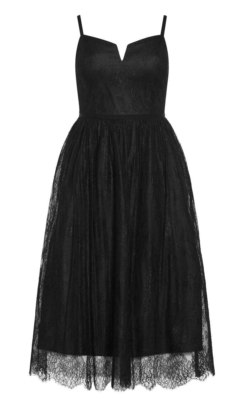 Serena Lace Midi Dress - black