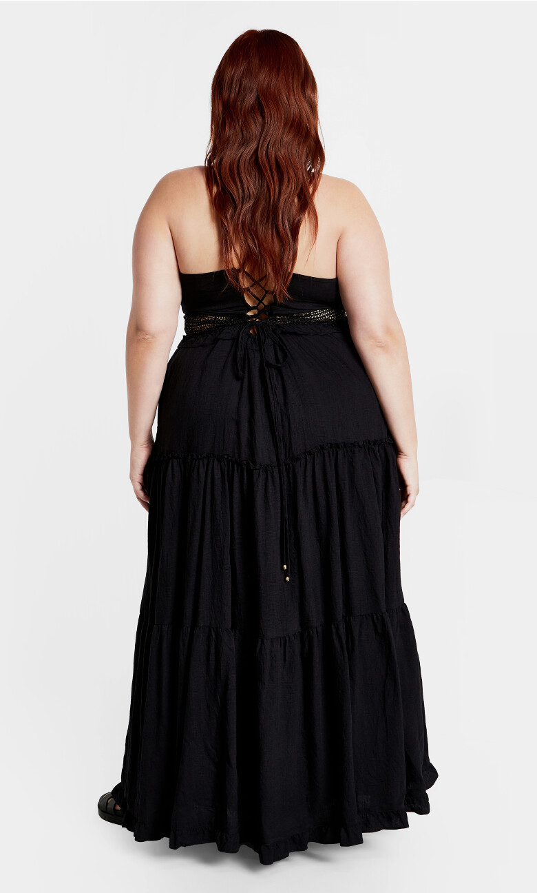 Aura Crochet Tier Maxi Dress - black