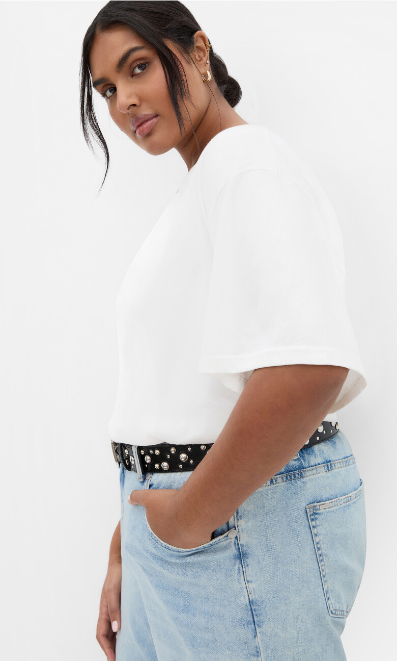 Oversized Crew Neck Tee - ivory