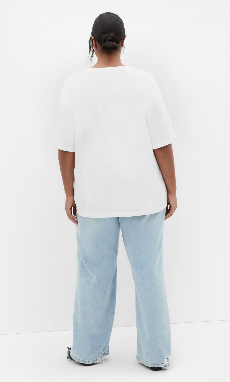 Oversized Crew Neck Tee - ivory