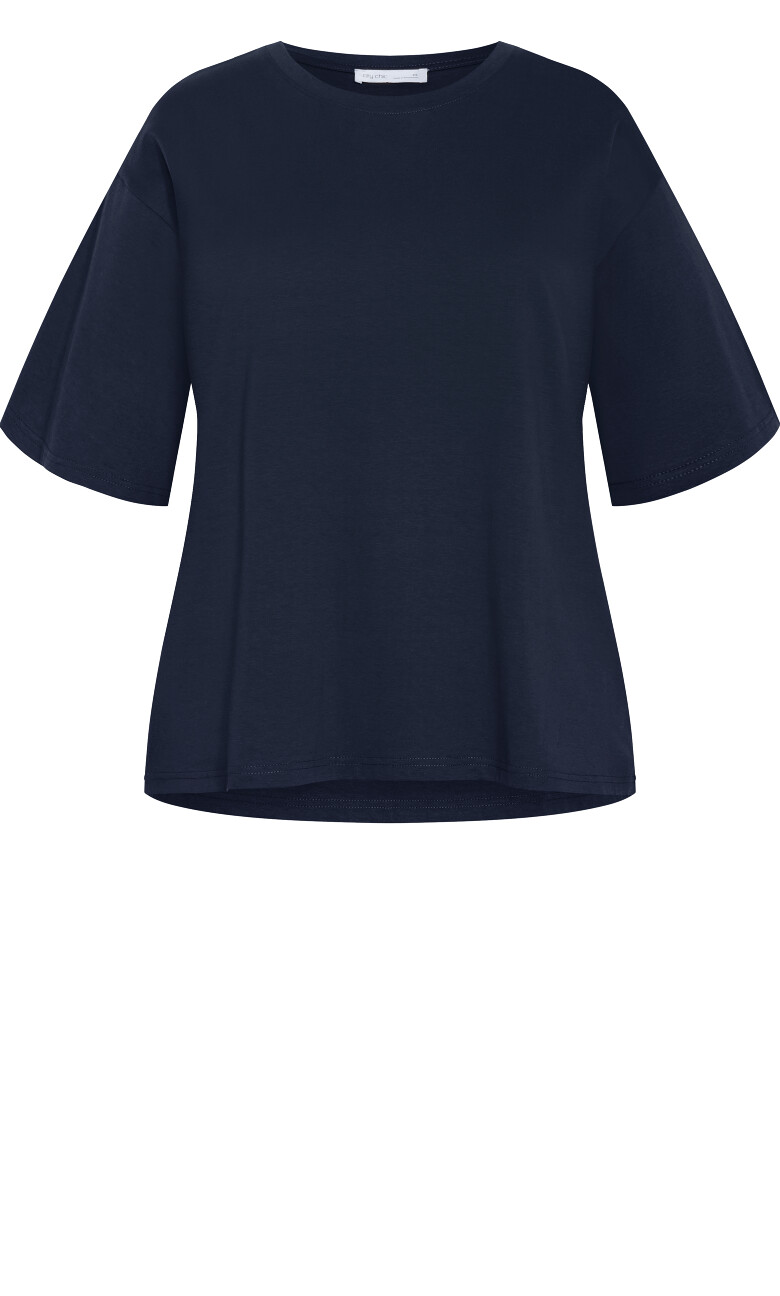 Oversized Crew Neck Tee - navy