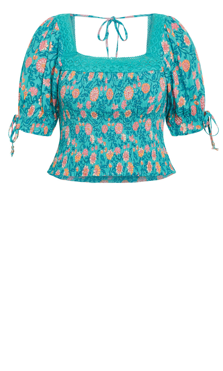 Aurora Print Top - turquoise