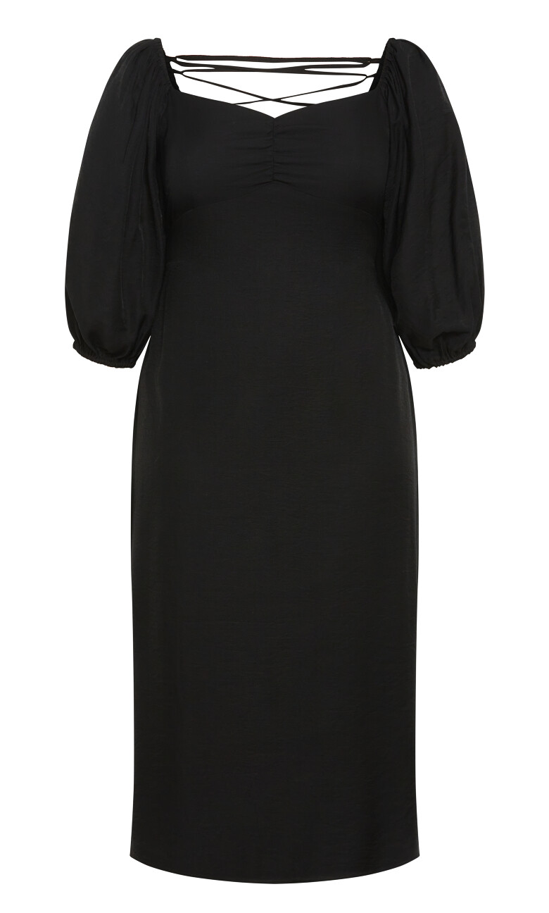 Blake Deep V Tie Dress - black